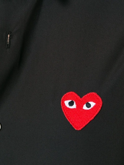 Shop Comme Des Garçons Play Embroidered Heart Shirt In Black