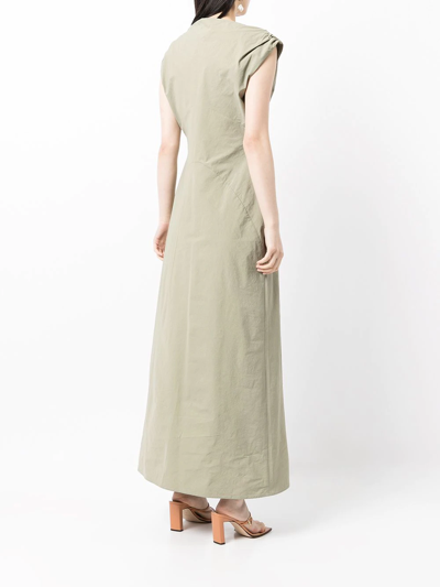 Shop Paris Georgia Raina Ruched-detail Dress In Green