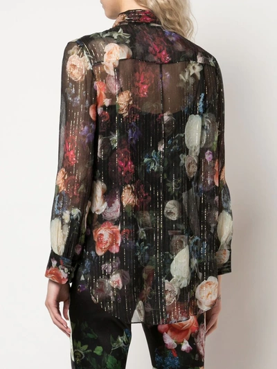 Shop Adam Lippes Floral Print Sheer Shirt In Black