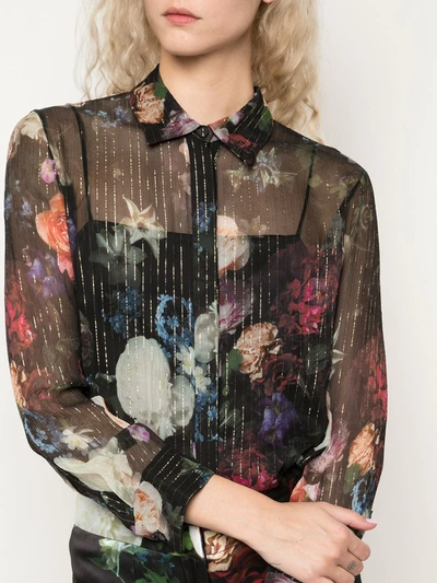 Shop Adam Lippes Floral Print Sheer Shirt In Black