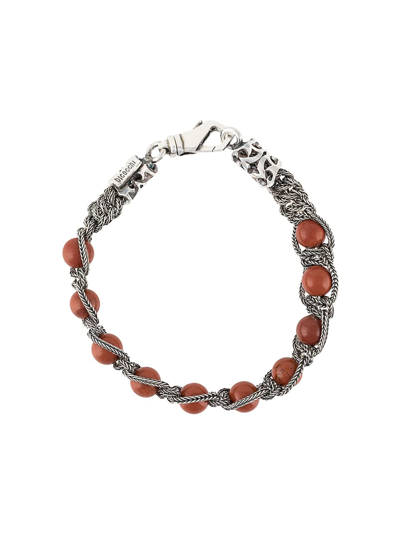 Shop Emanuele Bicocchi Beaded Braided-chain Bracelet In Red