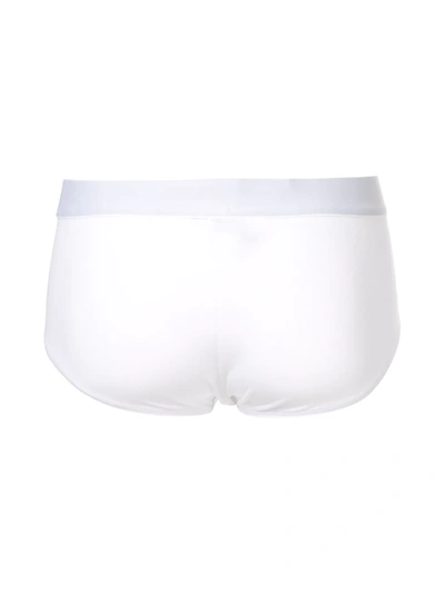 Shop Dolce & Gabbana Elastic Waist Logo Briefs In White