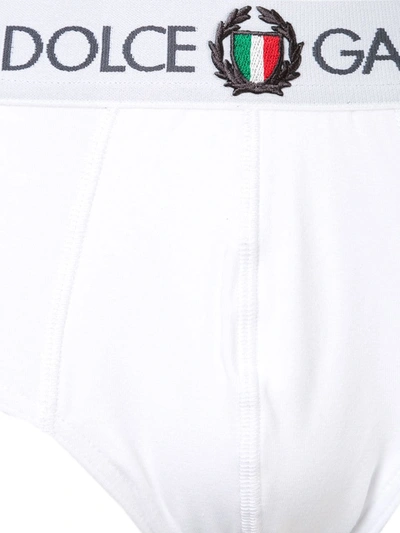 Shop Dolce & Gabbana Elastic Waist Logo Briefs In White