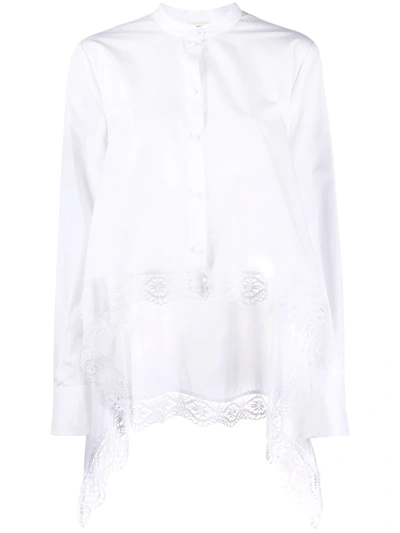 Shop Alexander Mcqueen Lace Detail Asymmetric Shirt In White