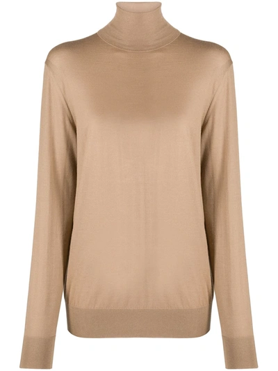 Shop Dolce & Gabbana Roll Neck Knitted Jumper In Brown