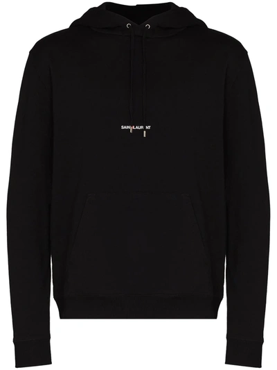 Shop Saint Laurent Logo Print Hoodie In Black