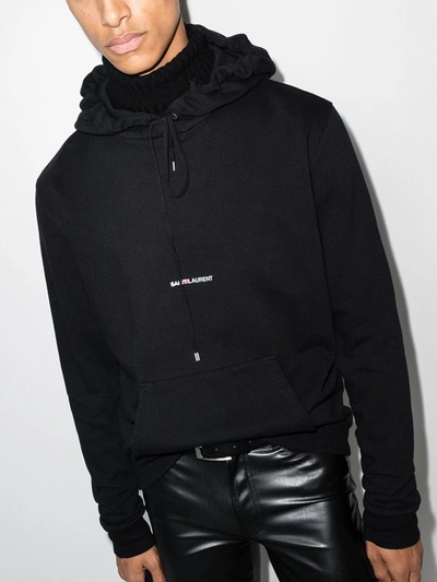 Shop Saint Laurent Logo Print Hoodie In Black