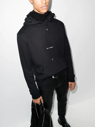 Saint Laurent Black Rive Gauche Logo Hoodie