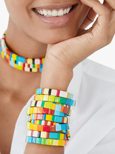 Shop Roxanne Assoulin Rainbow Brite Set Of Three Bracelets In Blue