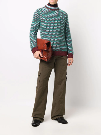 Marni Patterned-knit Jumper In Red