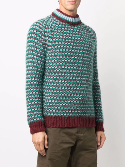 Shop Marni Patterned-knit Jumper In Red