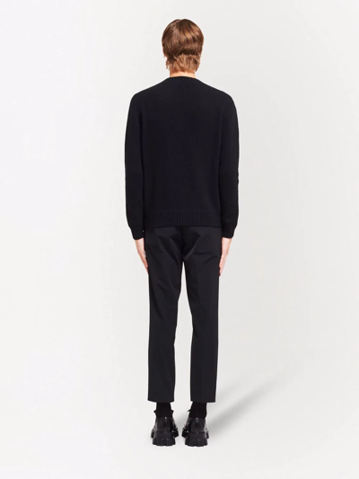 Shop Prada Logo Intarsia Wool-cashmere Jumper In Black