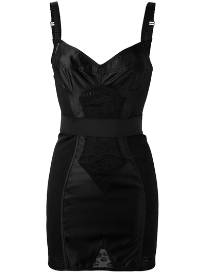 Shop Dolce & Gabbana Corset Band Dress In Black