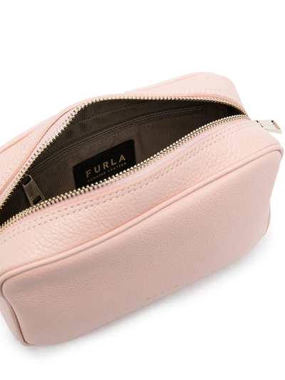 Shop Furla Real Pebbled Crossbody Bag In Pink