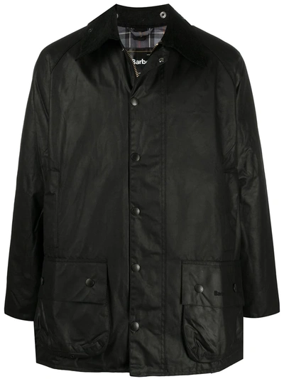 Barbour Wax-coated Zipped-up Jacket In Black | ModeSens