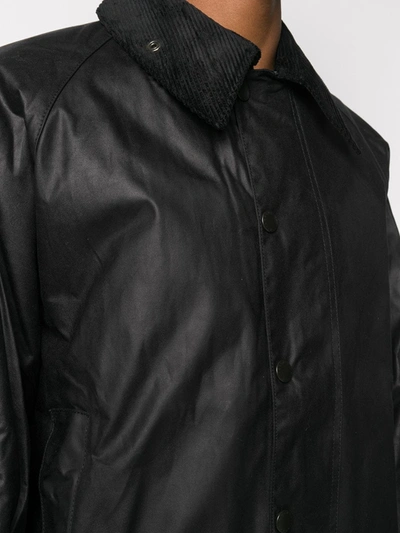 Barbour Badale Waxed-cotton Corduroy-collar Jacket In Black
