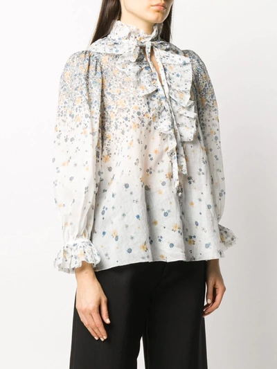 Shop Zimmermann Carnaby Waterfall Printed Blouse In White