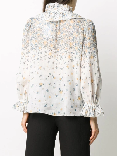 Shop Zimmermann Carnaby Waterfall Printed Blouse In White