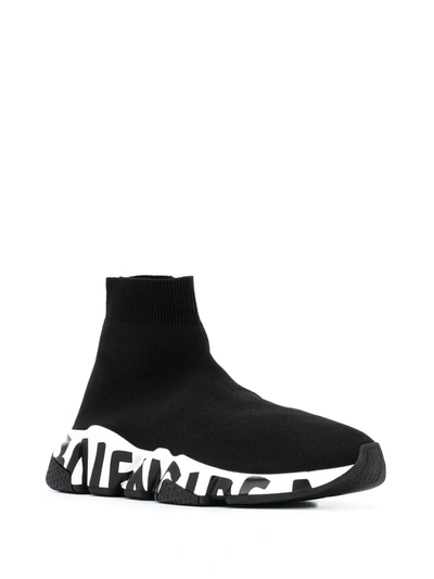 Balenciaga Speed Logo-print Stretch-knit High-top Sneakers In Black