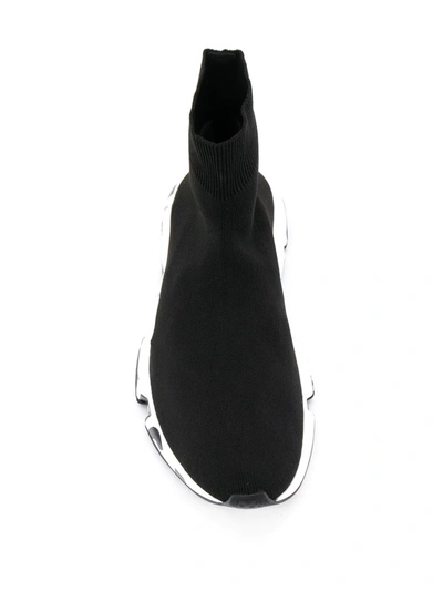Balenciaga Speed Logo-print Stretch-knit High-top Sneakers In Black
