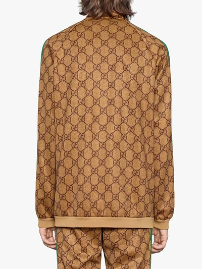 Shop Gucci Gg Technical Jersey Jacket In Brown