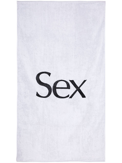 Shop More Joy Sex Logo Print Towel In White