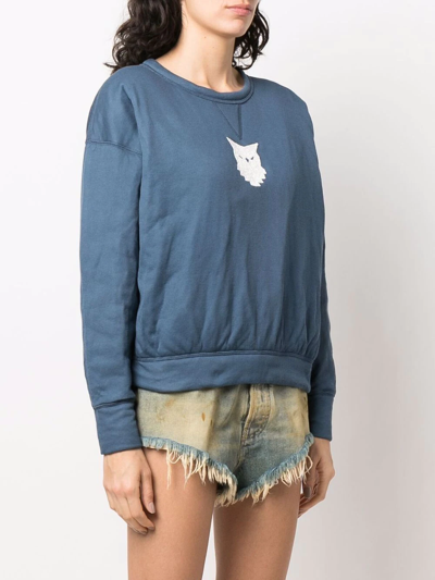 Shop Maison Margiela Owl-print Sweatshirt In Blue