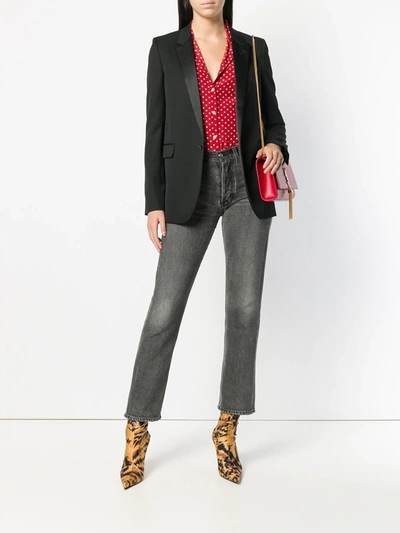 Saint Laurent Wool Gabardine One Button Blazer In Black