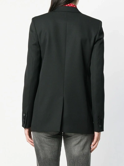 Saint Laurent Wool Gabardine One Button Blazer In Black