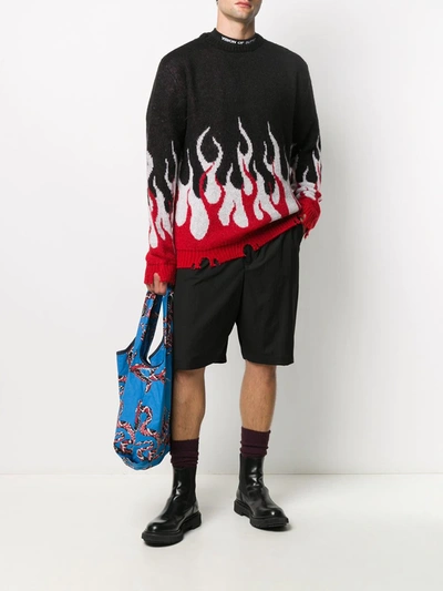 Shop Vision Of Super Intarsia-knit Flame Jumper In Black