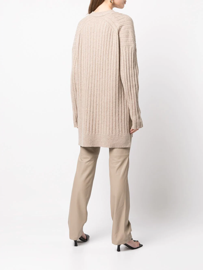 Shop Proenza Schouler White Label Ribbed-knit V-neck Cardigan In Nude