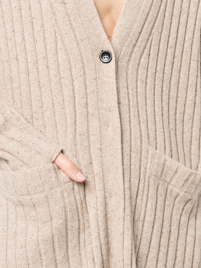 Shop Proenza Schouler White Label Ribbed-knit V-neck Cardigan In Nude