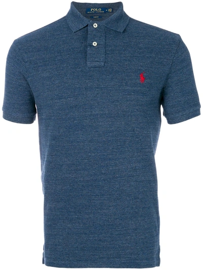 Polo Ralph Lauren Classics Mens Medium Blue Custom Fit Polo In Blue