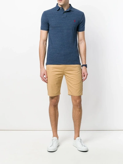Polo Ralph Lauren Classics Mens Medium Blue Custom Fit Polo In Blue