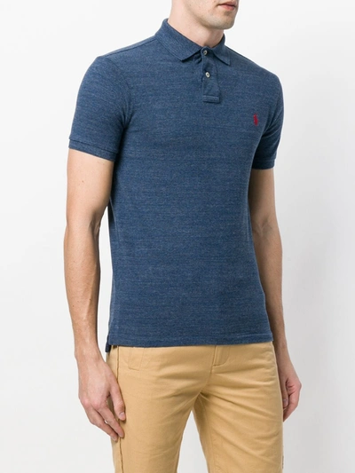 Polo Ralph Lauren Classics Mens Medium Blue Custom Fit Polo In Blue