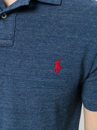 Polo Ralph Lauren Classics Mens Medium Blue Custom Fit Polo In Blue
