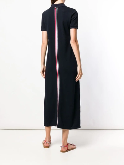 Thom Browne Center-back Stripe Piqué Polo Dress In Blue