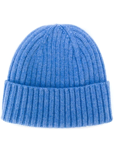 Shop Dell'oglio Ribbed-knit Cashmere Hat In Blue