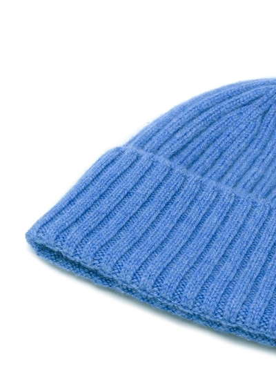 Shop Dell'oglio Ribbed-knit Cashmere Hat In Blue