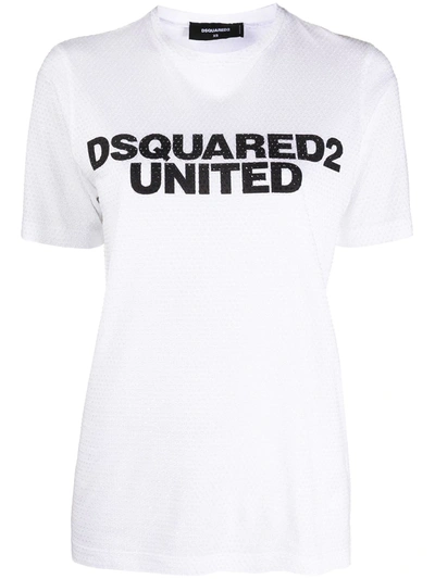Dsquared2 Logo Print Cotton T-shirt In White