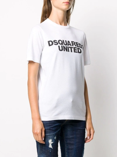 Dsquared2 Logo Print Cotton T-shirt In White