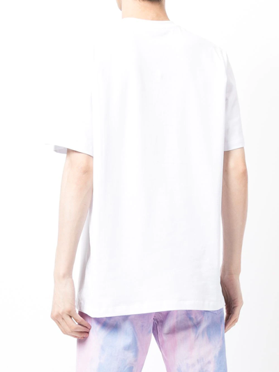 Shop Msgm Brushed Logo-print Cotton T-shirt In White