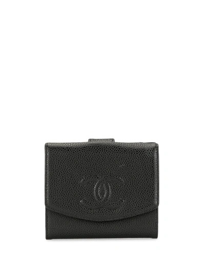 Pre-owned Chanel 1990s Cc Logo Wallet In Black