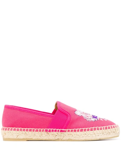 Kenzo Tiger-embroidered Canvas Espadrilles In Coral | ModeSens