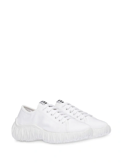 Shop Miu Miu Gabardine Chunky Sole Sneakers In White