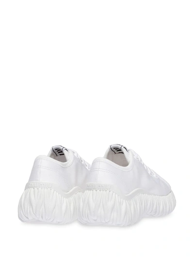 Shop Miu Miu Gabardine Chunky Sole Sneakers In White