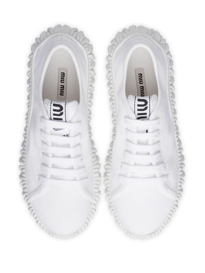 Shop Miu Miu Gabardine Chunky Sole Sneakers In White