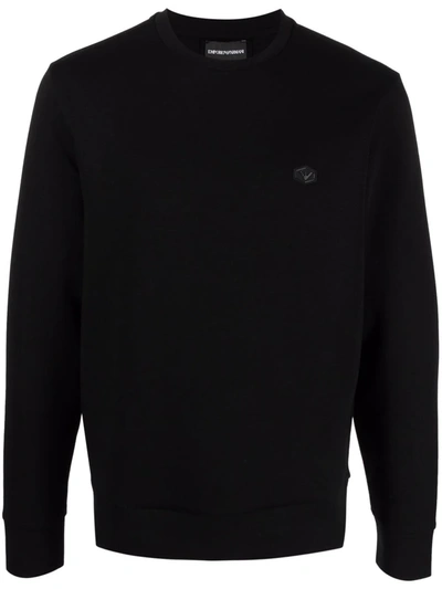 Shop Emporio Armani Logo-patch Crew-neck Sweatshirt In Black