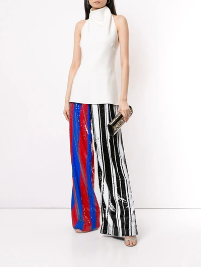 Shop Halpern Striped Sequined Trousers In Multicolour