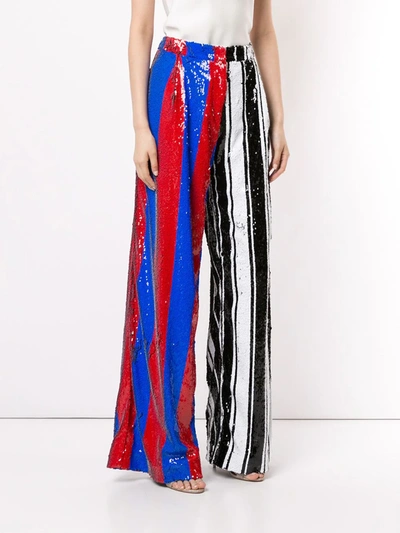 Shop Halpern Striped Sequined Trousers In Multicolour